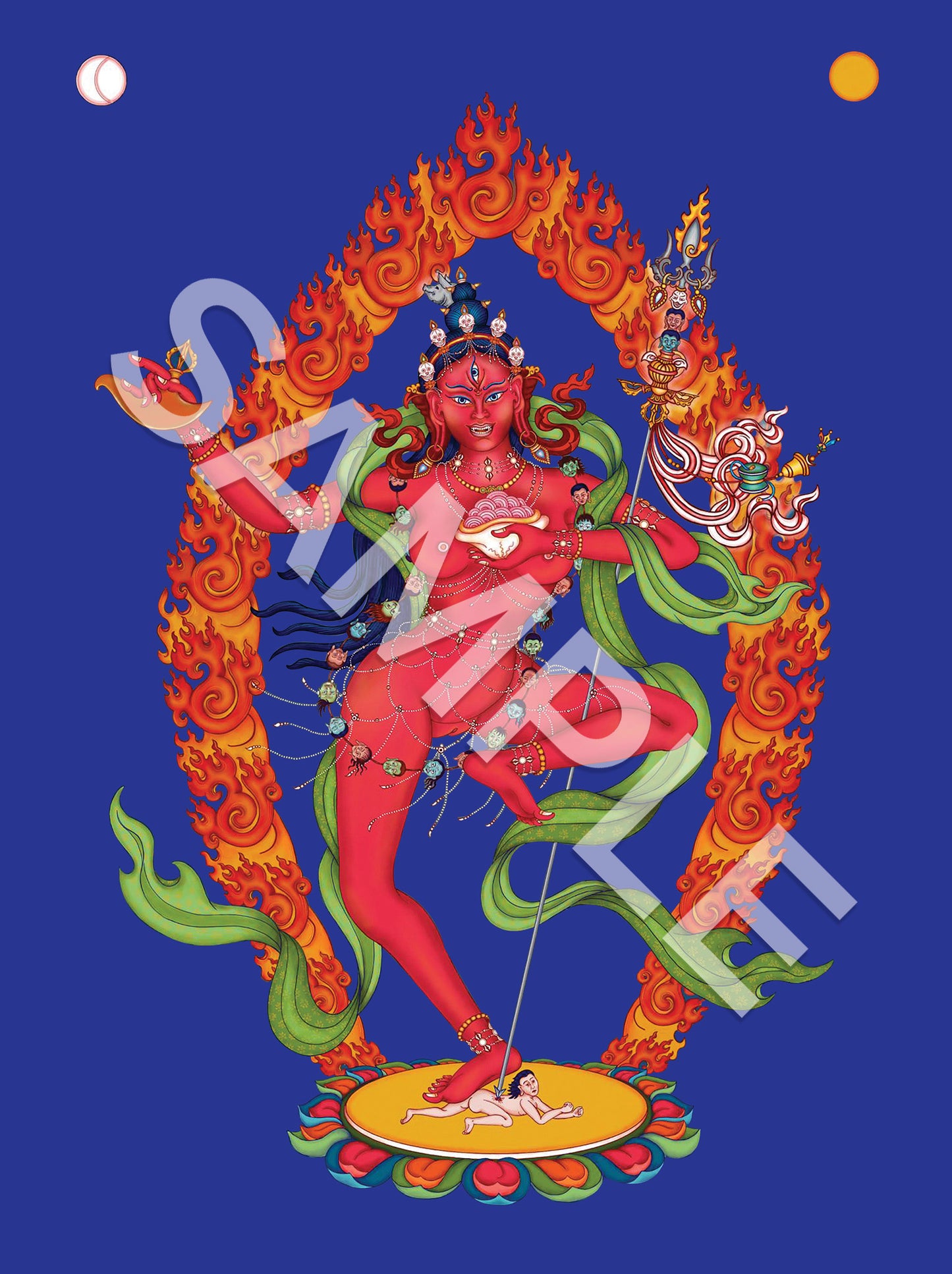 Red Sangwa Yeshe on blue background