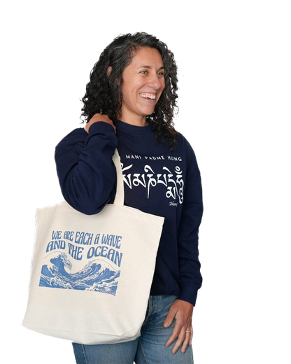 100% Organic Cotton Canvas Wave & Ocean Tote