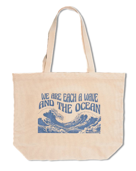 100% Organic Cotton Canvas Wave & Ocean Tote