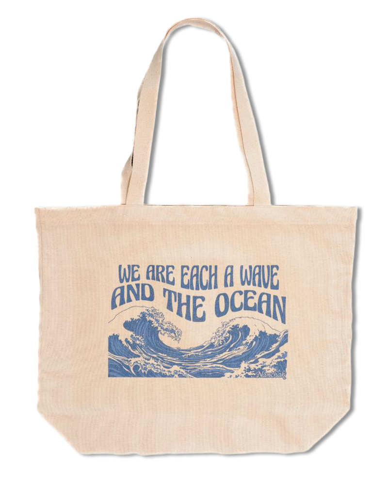 100% Organic Cotton Canvas Wave & Ocean Tote