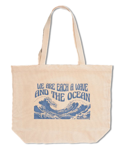 100% Organic Cotton Canvas Wave & Ocean Tote