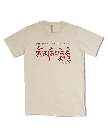 100% Organic Cotton Om Mani Padme Hung T-shirt (Maroon)