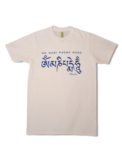 100% Organic Cotton Om Mani Padme Hung T-shirt (Navy)