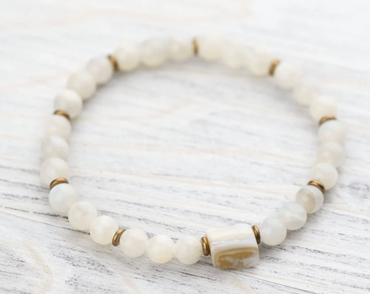 Milky Moonstone & Soothing Pearl Bracelet