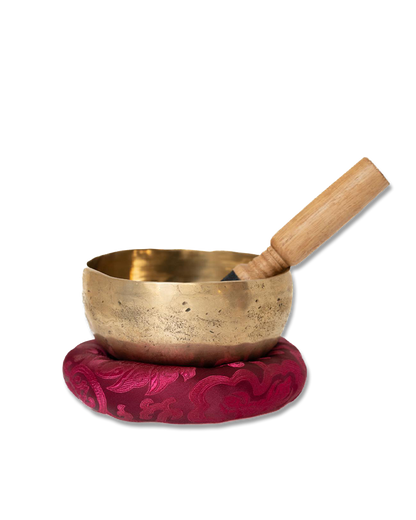 Tibetan Brass Singing Bowl Set, with Cushion and Striker