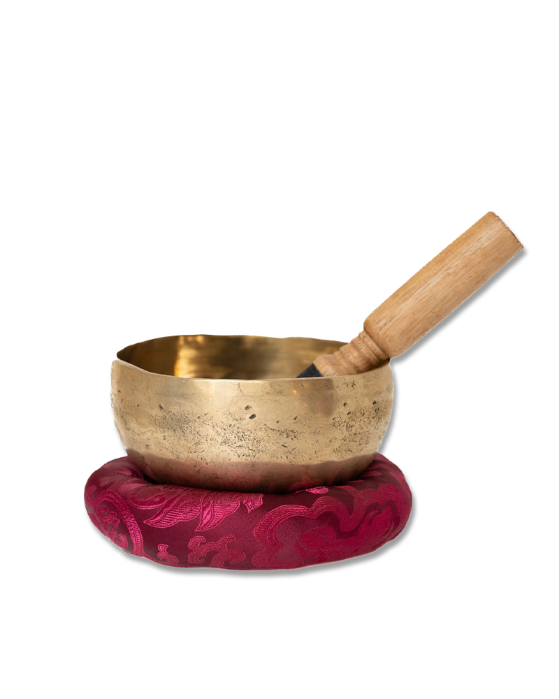 Tibetan Brass Singing Bowl Set, with Cushion and Striker