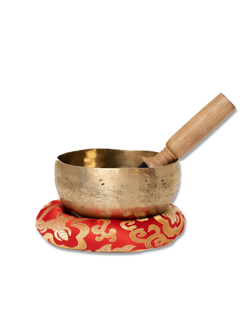 Tibetan Brass Singing Bowl Set, with Cushion and Striker