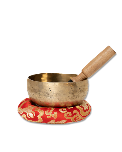 Tibetan Brass Singing Bowl Set, with Cushion and Striker